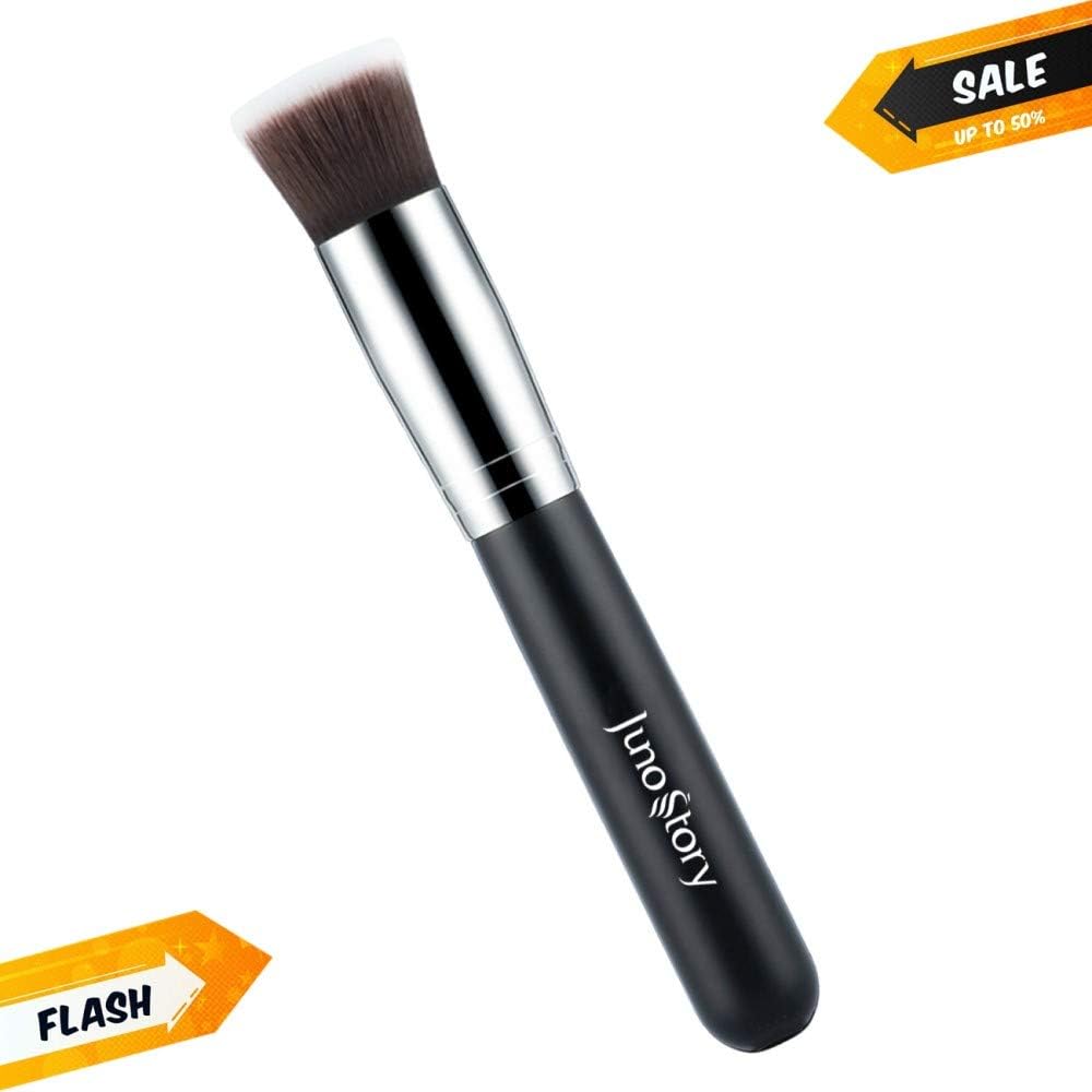 Flat Top Foundation Makeup Brush - Best Professional Kabuki Brush for Both Powder and Liquid Makeup, Perfect for Stippling, Blending, Contouring and Finishing, Super Soft Synthetic Bristles