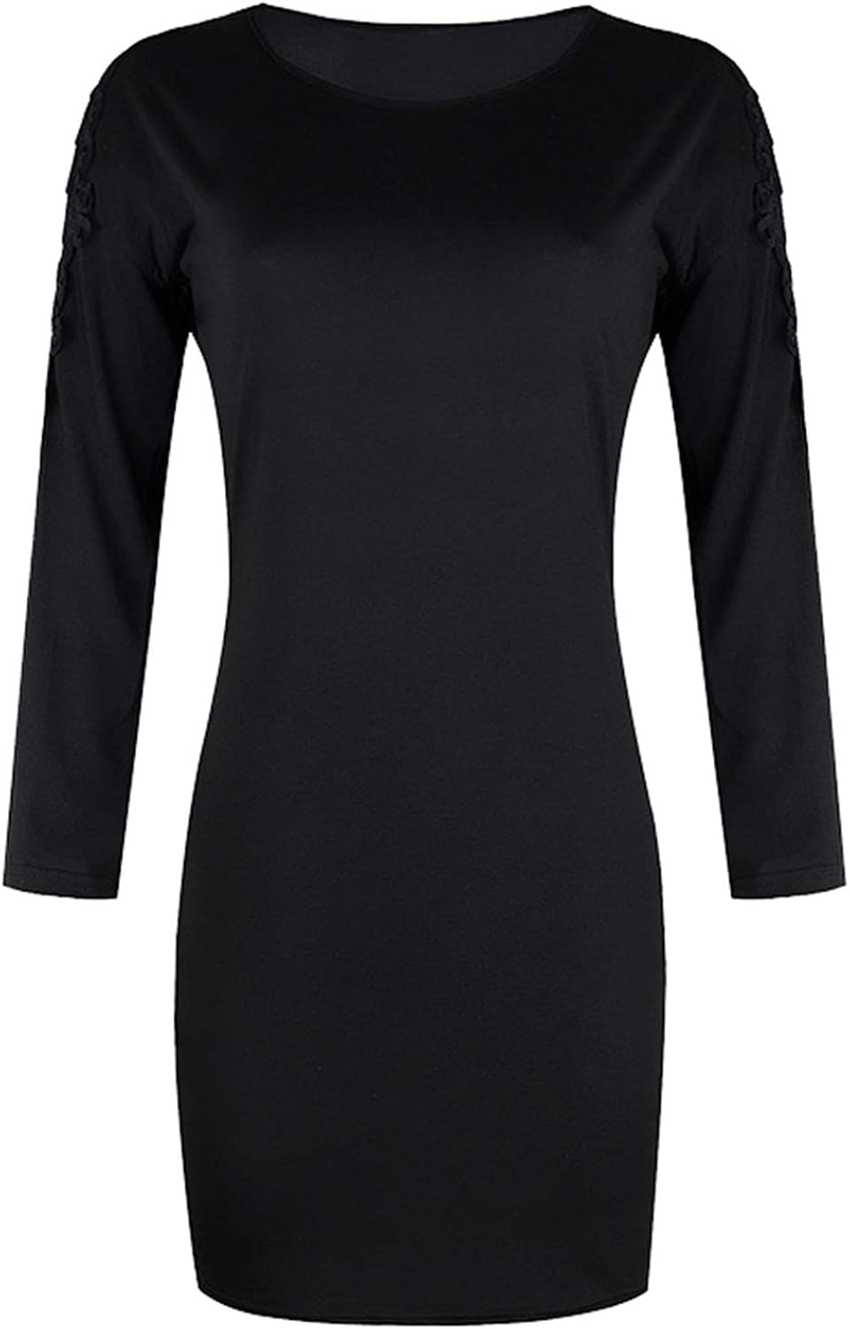 Women's Long Sleeve OnePiece Wrap Dress Mini Crew Neck Stretchy