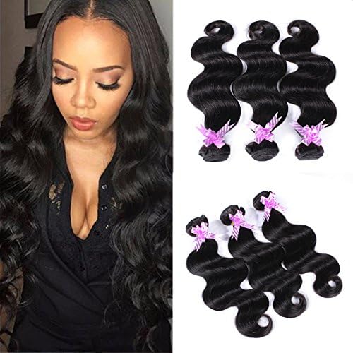 Shengmeiyuan Beauty Show 8-30inches Grade 7A Unprocessed Brazilian Body Wave Virgin Hair 3 Bundles Rosa Hair Products Human Hair Weave Extensions Natural Black Color(24 24 24")