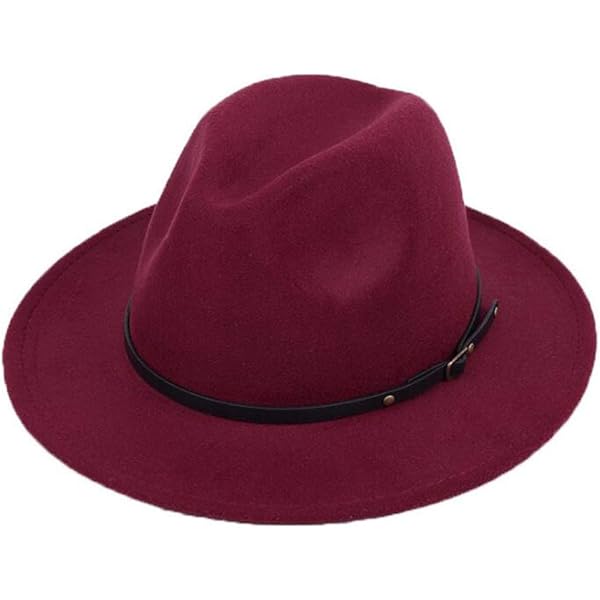 ASTRQLE Chapeau Fedora Classique En Feutre Pour Femme - Chapeau De Jazz Panama à Large Bord Avec Boucle De Ceinture (noir 56-58 Cm