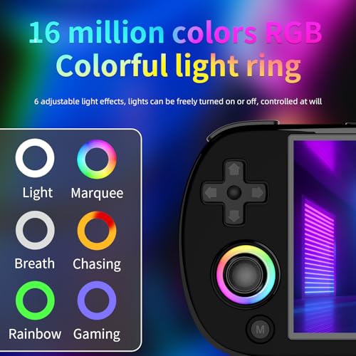 RG40XX H Retro Handheld Game Console RG40XXH Retro Gaming Console with 4-inch IPS Screen Linux System RGB Lighting 64G TF Card and 3200mAh Battery Supports 5G WiFi Bluetooth 4.2 Black