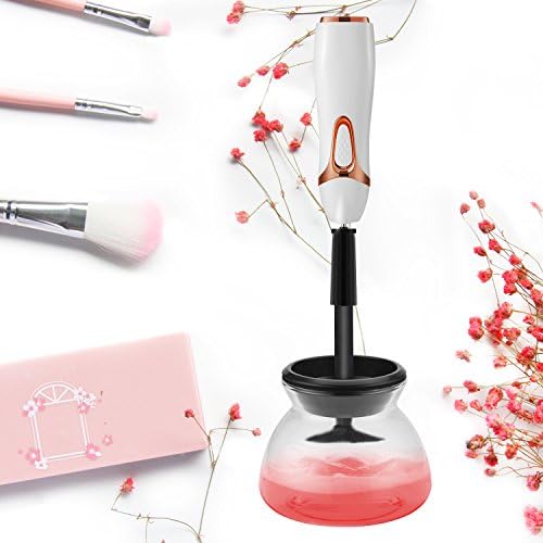 Auxoda Makeup Brush Cleaner, Automatic Clean and Dry Makeup Brushes in Seconds for All Size Makeup Brushes Cleaning - White