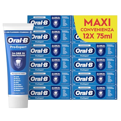 Oral-B Dentifricio Pro-expert Protezione Professionale 12x75ml, Dentifricio Formato Convenienza, Clinicamente Provato, Pulizia Denti Efficace, Alito Fresco, Sapore Menta Dolce