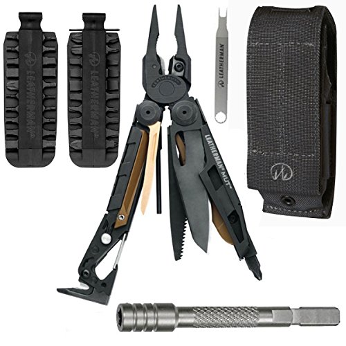 Leatherman Mut Black Tactical Multi Tool With Black Oxide Coating and Molle Sheath + 42 Piece BIT KIT With Scope Wrench + Bit Driver Extension