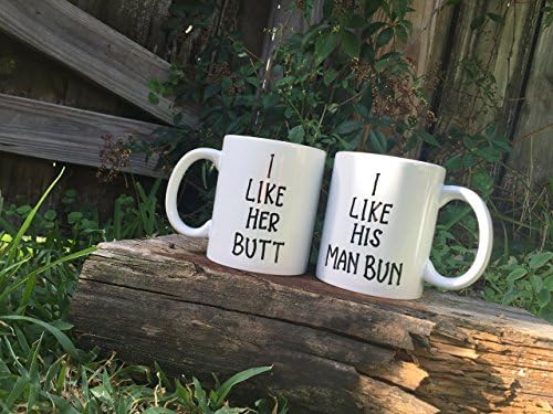 His and Hers Mugs | I Like Her Butt I Like His Man Bun Mug Set