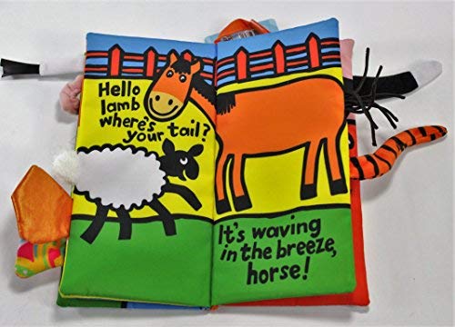 Jollybaby Soft Books for Babies - Animals Stereoscopic Tails Cloth Book Baby Early Learning Education Books Toys (Pet & Farm Tails)