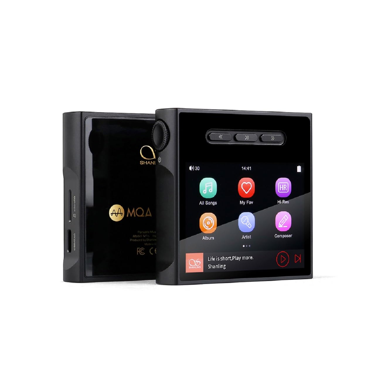 SHANLING M1s HiFi Music Player, ES903802M FPGA MQA Lossless MP3 with 32Bit/768kHz DSD512, Bluetooth 5.0/WiFi/USB Digital Audio Player, 3.5mm 4.4mm Headphone Output Mp3s Daps (Black, Without SD Card)