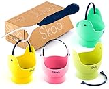 Silicone Egg Poacher Cups + Free Fork - Egg Cooker Set - Perfect Poached Egg Maker - For Stove Top, Microwave and Instant Pot - Spring Edition.