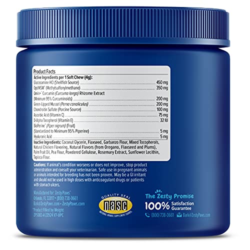 Zesty Paws Senior Advanced Glucosamine for Dogs for Hip & Joint