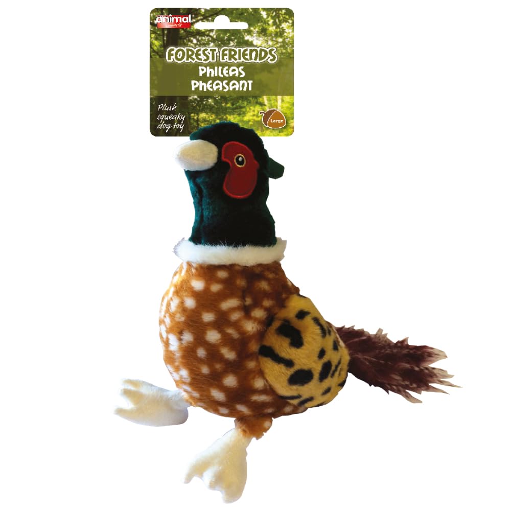 Animal Instincts Forest Friends Squeaky Plush Dog Toy Soft Comfort Puppy Toy Phileas Pheasant - Large