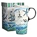 CEDAR HOME Coffee Ceramic Mug Porcelain Latte Tea Cup With Lid in Gift Box 17oz. North Beach