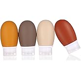Leak Proof Silicone Travel Bottles,4 Pack 2oz Liquid Squeezable Refillable Portable Accessories/Cosmetic Containers,BPA Free,