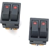 OCESTORE 2Pcs AC Double Light 6 Pin SPST ON/Off 2 Way Boat Rocker Switch | 16A/250V 20A/125V 6 Pin