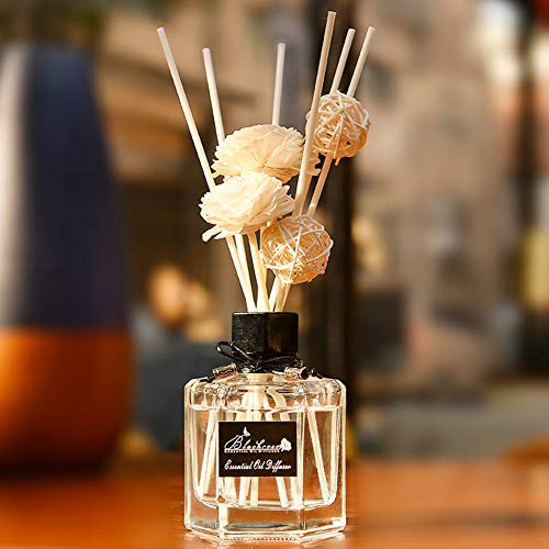 Reed Diffuser Set, Reed Diffuser Sticks Reed Diffuser Oil for Stress Relief Aromatherapy Essential Oil Fragrance Reed Diffuser Oil for Bedroom Bathroom (Lemon)