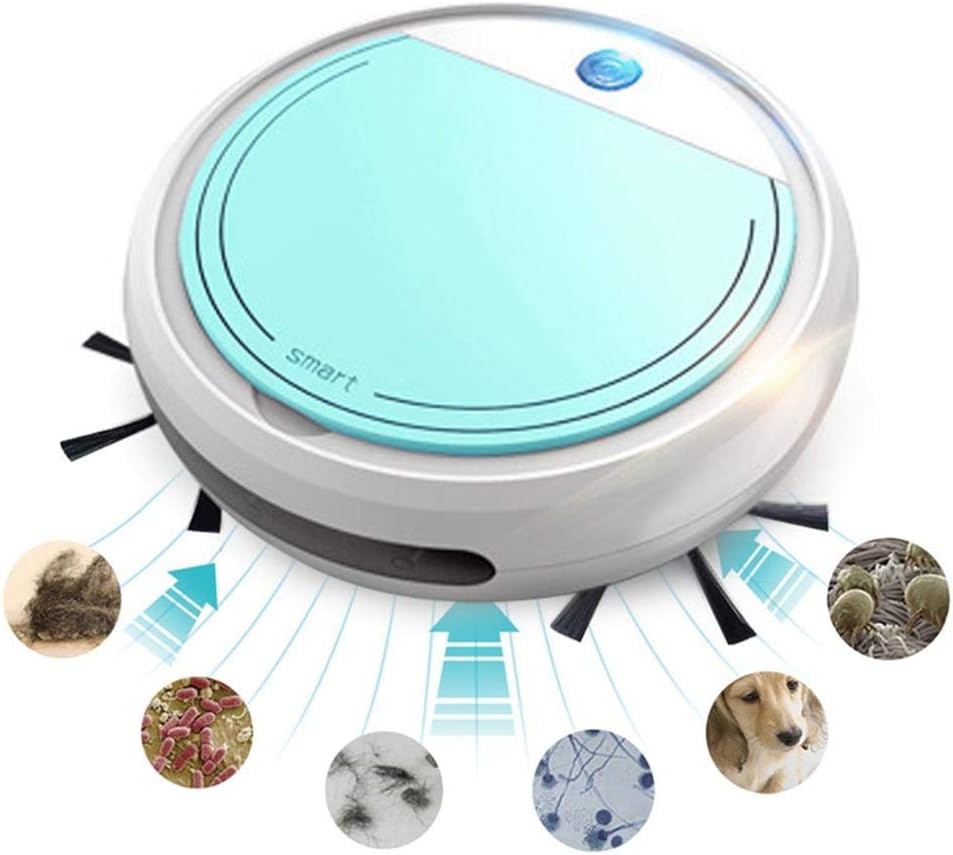 Roebii 3 in 1 Robot Vacuum Cleaner, USB Automatic Smart Robotic Edge Cleaning Strong Suction Sweeper, 3200pa Anti-Collision Sensor Vacuum with Long Life Battery for Pet Hair, Tile and Hard Floor