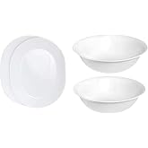 Corelle 12-1/4-Inch Serving Platter, Winter Frost White - 2-Pack with 2-Quart Serving Bowl, Winter Frost White 2PK - Set of 4
