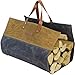 MYFIREPLACEDIRECT Firewood Carrier Waxed Canvas Log Wood Carrying Bag Durable Handles Firepalce Wood Bag Fireplace Stove Accessories Extra Large Firewood Holder