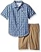 Calvin Klein Toddler Boys Boys 2 Pieces Shirt Short Set - Printed, Blue, 3T