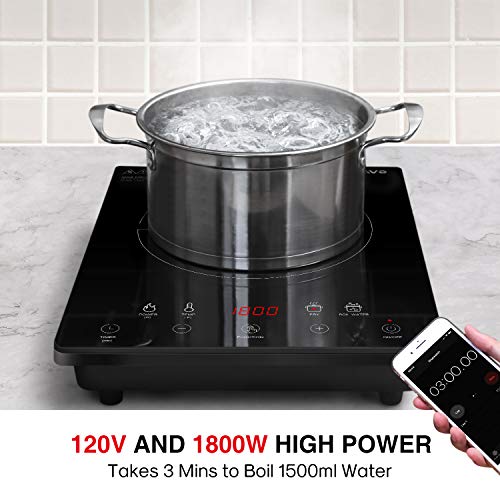 SUNAVO Portable Induction Cooktop, 1800W Sensor Touch Multifunction Induction Burner, 15 Temperature Power Setting CB-I11A