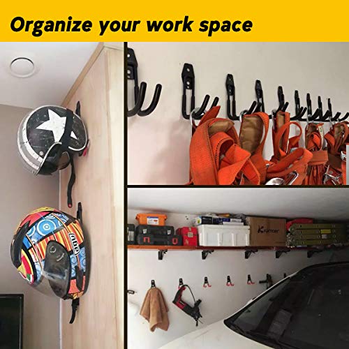 EJG Heavy Duty Steel 10-Pack, Tools Organizer, Garage Storage, Garden Hose Holder, Garage Hooks Hanger, Tools Hanger, Ladder Hooks, Utility Hooks, for Power Tools Bikes Ropes (orange) - Thumbnail 4