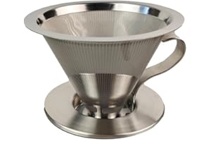 AureateLiving 304 Stainless Steel Coffee Filter for Drip Cone Brewers - Reusable, 300-Mesh, Easy-Clean, Rust-Resistant with H