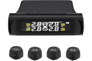MULCORT Solar Tire Pressure Detector Car Wireless Tire Pressure Monitor Monitoring System Waterproof with 4 Sensors Alarm Function