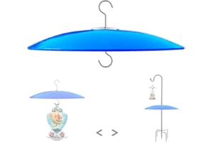 HOLAHOMA 13" Glass Rain Cover for Bird Feeder Outdoors - Baffle on Shepherd Pole/Post or S Hook Hanging - Large Weather Guard Protective Dome - Dia. 33CM (1, Blue)