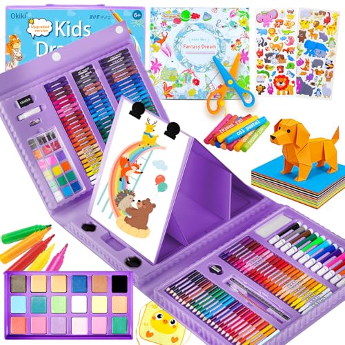 Okiki 297Pcs Art Set for Kids with Trifold Easel