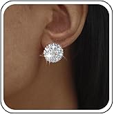 TseanYi Round Rhinestone Studs Earrings Gold Circle Cubic Zirconia Studs Earrings