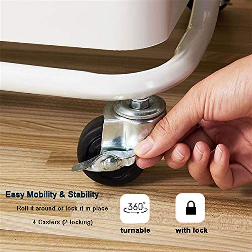 3-Tier Rolling Utility Cart, Multi-Purpose Storage Cart, Trolley Cart with Handles and Roller Wheels Craft Cart, Easy Assembly, for Office, Home, Kitchen, Bedroom, Bathroom (White with Handle) - Thumbnail 4