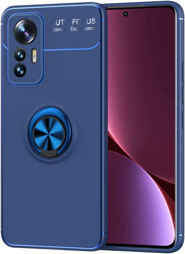 PIXFAB For Xiaomi 12 Lite 5G Case, Anti-Scratch Shockproof Slim Gel Rubber [Protective] Phone Case Cover, Magnetic Ring [Kickstand] With [360 Rotation] Case For Xiaomi 12 Lite 5G - Blue