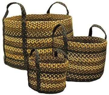 Home Spice 19" x 19" x 12" Kilimanjaro Jute Basket Round