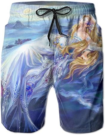 Men's Mermaid With Beautiful Long Blonde Hair Stylish Beach Short Boardshot Trunks For Leisure