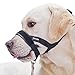 Dog Muzzle, Quickly fit gentle head collar walk training loop stop pulling halter, Black Large