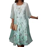 Wedding Guest Dresses for Women,Womens Floral Print 2 Piece Set Sping Summer Flowy Irregular Hem Dress with Long Jacket