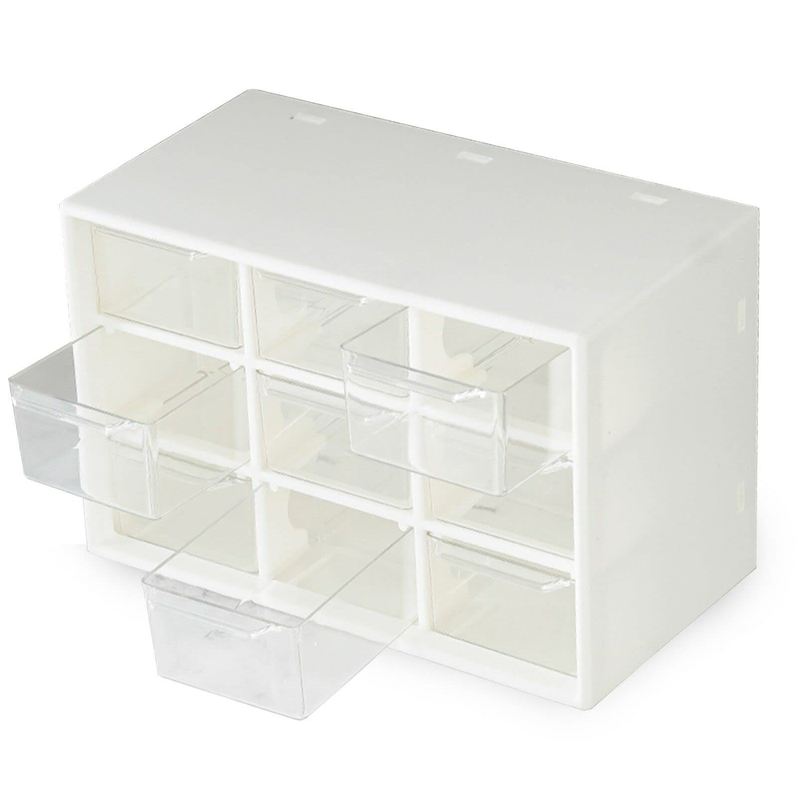 RUBRYKAZ Mini Plastic Drawer Organiser, Art Craft Organisers and Storage Used In Desk, Vanity in Home Or Office, 9 Removable Drawers for DIY Crafts, Art Supply, Office Supplies and Jewellery - White
