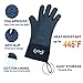 Long Silicone Grill Gloves Heat Resistant Oven Mitts & Potholders for Barbecue, Cooking, Baking. Wrist Protected Waterproof BBQ Kitchen Oven Gloves, Cotton Layer, Non-slip Pizza Oven Grill Accessories