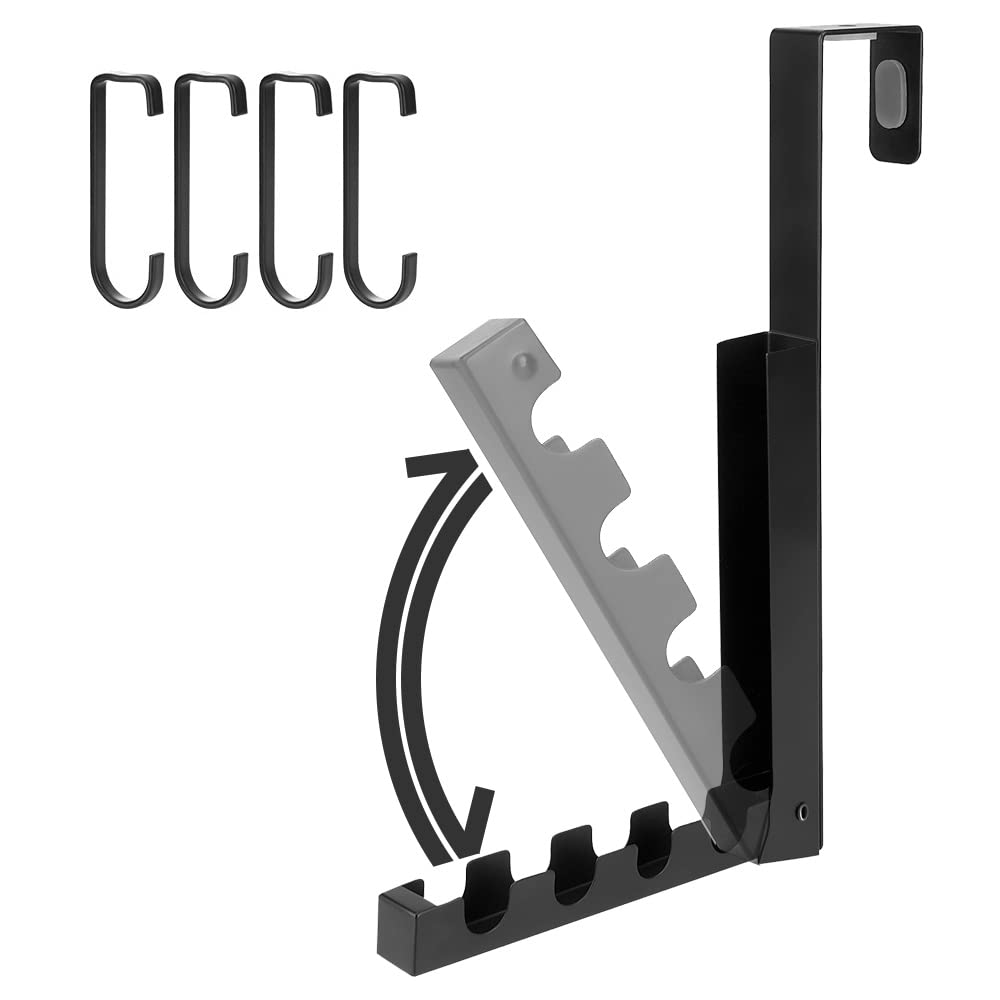 La Llareta Folding Coat Hook, Door Hook, Door Hook with Hook, Metal, Coat Hook, No Drilling to Save More Space, Hanging Jackets, Hats, Scarves (Black)