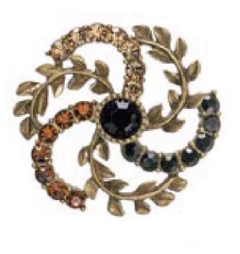 PILGRIM 356-105 Brosche, vergoldet, braun+schwarz