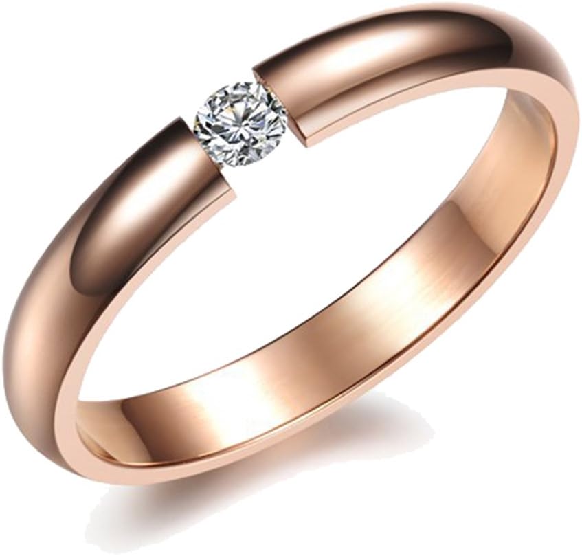 Time Pawnshop Stylish Simple Cubic Zirconia Rose Gold Plated Wedding Women Ring