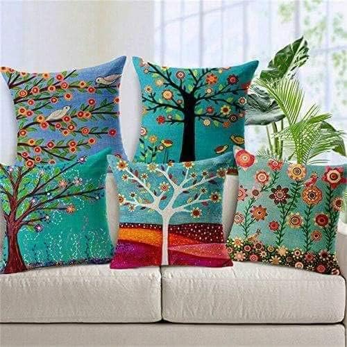 Cozyland 5 Piece Polyester Cushion Cover Set - 12" x 12", Blue