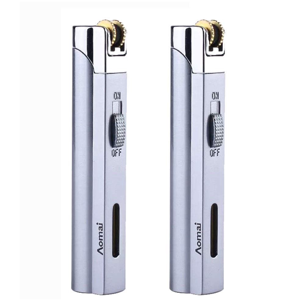 Photo 1 of Windproof Jet Torch Butane Flame Butane Viewable Cigar Cigarette Lighter with Lock Silver (2 Packs)
