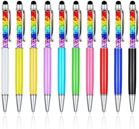 Stylus Pen, VICOX 10Pcs Pack Universal 2 in 1 Crystals Capacitive Ballpoint Stylus Pens for iPad pro, iPhone, Galaxy Tab Phones, HTC, Tablet, and more touch screen devices