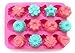 niceeshop(TM) 12 Cavity Flowers Silicone Non Stick Cake Bread Mold Chocolate Jelly Candy Baking Mould+Free niceEshop Cable Tie