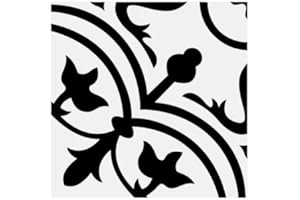 8x8 Flora Black White Porcelain Tile by Squarefeet Depot (1 Piece)