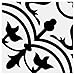 8x8 Flora Black White Porcelain Tile by Squarefeet Depot (1 Piece)