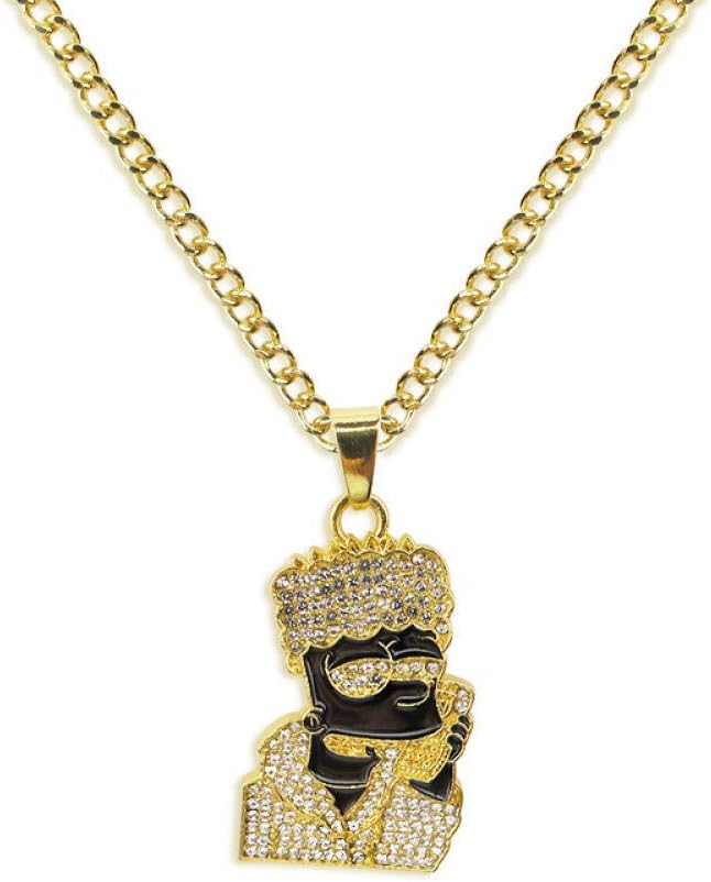 XIAOSO Hip Hop Jewelry Women Men Gold Long Chain Necklaces Unisex Hiphop Bling Gun Ak47 Letter Xanax Pill Pendant Necklace Gifts