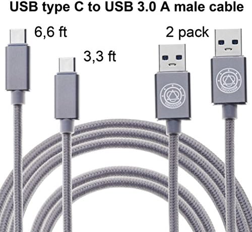 USB C Cable USB 3.0 Cable - External Hard Drive USB C Fast Charging Cable - Nylon Braided Cable For MacBook Nexus Samsung Galaxy S7 Android Nexus 6P and Other Type C Devices-2 Pack-3.3ft &amp; 6,6ft