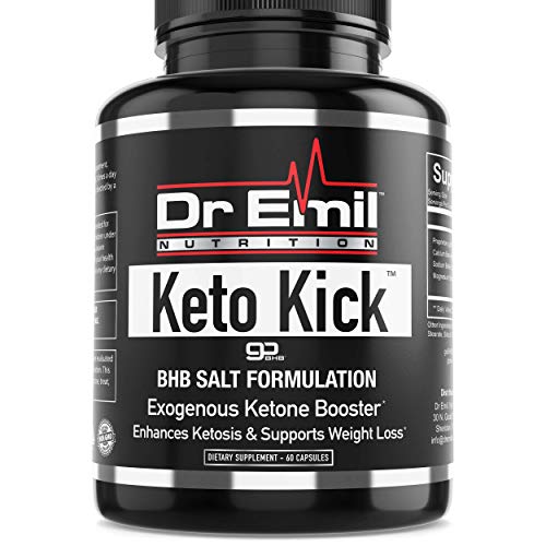 Dr. Emil Keto Kick - Exogenous Ketones with Patented BHB Salt Complex - Keto Weight Loss Pills for Ketosis, Appetite Control & Fat Burn for Energy (60 capsules)