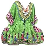 Mogul Interior Womens Kaftan Tribal Print Green Lounge Caftan Dress One Size